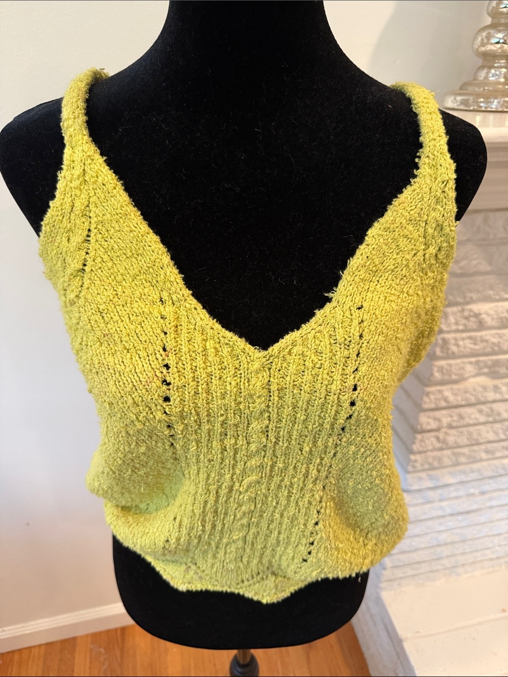 Anthropologie Lime-Green Knit Tank Top
